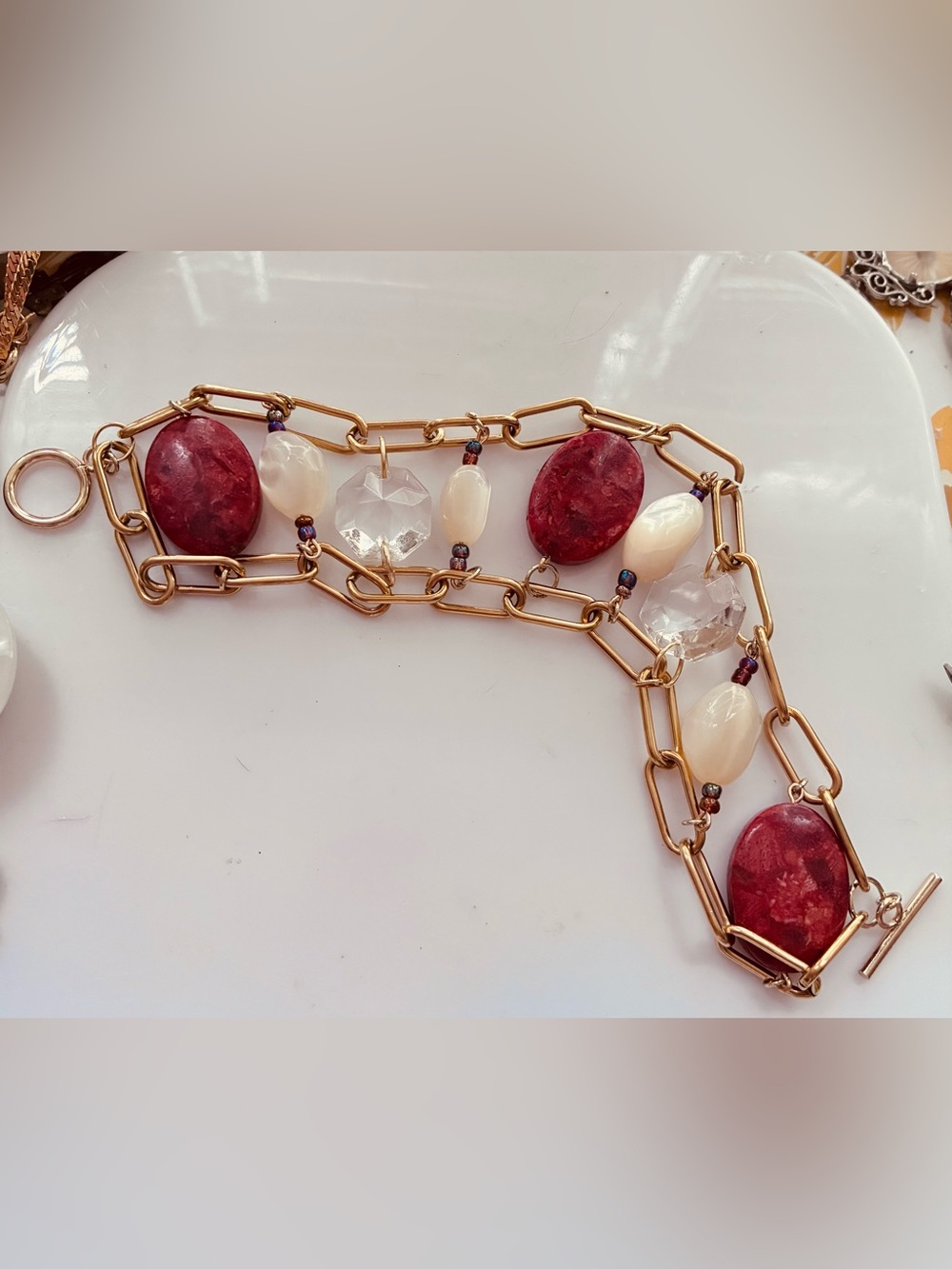 Handmade stone and bead bracelet reclaimed vintage